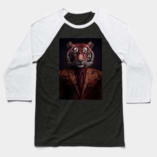 Adorable Tiger Wearing a Suit: Cute Wildlife Animals Baseball T-Shirt